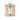 Orange and white striped tin of Galantino orange olive oil on a white background