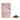 Pink tea packaging with floral designs and green tea leaves on a white background