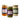 Three jars of different pesto and spread products on a white background
