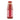 A glass jar containing red tomato puree with a red cap and a label featuring white hearts pattern.