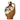 A hand-painted ceramic jug with olive branch patterns, primarily in beige and brown colors, filled with extra virgin olive oil.