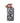 A ceramic bottle of extra virgin olive oil with a hand-painted black and whiten pattern, cork stopper, and a red label.