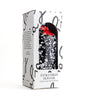 A white gift box with black patterns and text, designed to hold extra virgin olive oil bottles.