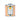 Orange and white striped tin of Galantino orange olive oil on a white background