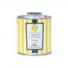 100 ml tin of Galantino lemon flavored olive oil on a white background