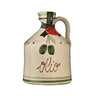 Hand painted ceramic jug with green and red accents, labeled with 'olio', containing extra virgin olive oil.