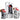 Black and white speckled olive oil bottles with gift box on a white background