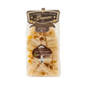 PackagedPaccheri rigati pasta in a clear plastic bag with branding and product information displayed.