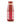 A glass jar containing red tomato puree with a red cap and a label featuring white hearts pattern.