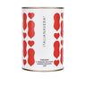 A can of Italianavera San Marzano tomatoes with a white background and red heart patterns.