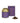 A gold-colored La Via del Té Santa Maria del Fiore loose leaf tea tin with a purple label, accompanied by a purple box with gold text. A small pile of dry tea leaves and flowers is displayed in front.