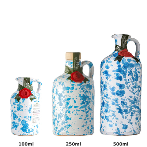Fantasia Turquoise EVOO Ceramic Bottle Size Comparison 100ml 250ml 500ml