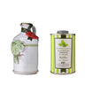 Basil olive oil ceramic jar and tin with Galantino branding on a white background