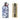 Decorative olive oil ceramic with blue hand painted pattern next to a refill tin of olive oil