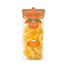 Packaged Gluten Free Conchiglioni pasta in a clear plastic bag with branding and product information displayed on an orange label.
