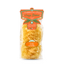 Packaged Gluten Free Fusilloni pasta in a clear plastic bag with branding and product information displayed on an orange label.