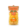 Packaged Gluten Free Rigatoni pasta in a clear plastic bag with branding and product information displayed on an orange label.