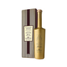 A bottle of Gran Cru Extra Virgin Olive Oil with gold packaging on a white background