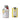White ceramic lemon olive oil bottle next to a can of Galantino lemon olive oil on a white background
