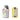 White ceramic lemon olive oil bottle next to a can of Galantino lemon olive oil on a white background