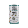 A tin of Gli Aironi carnaroli rice with the text 'HOW TO COOK THE PERFECT RISOTTO' and illustrations of a spoon, rice grains, and a chef.