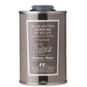 A tin of Frantoio Galantino extra virgin olive oil with label detailing the product type and brand.