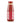 A glass jar containing red tomato puree with a red cap and a label featuring white hearts pattern.