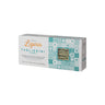 A box of organic taglierini verdi pasta with a green and white pattern on the packaging.