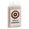 Package of Carnaroli rice in a clear plastic bag on a white background
