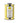 Galantino lemon flavored olive oil in a yellow and white striped tin on a white background
