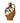 A hand-painted ceramic jug with olive branch patterns, primarily in beige and brown colors, filled with extra virgin olive oil.
