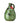 A hand-painted green ceramic jug with an olive branch pattern, filled with extra virgin olive oil.